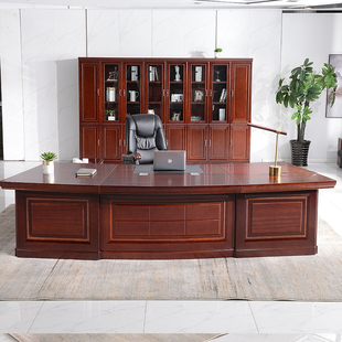 老板桌总裁桌椅组合实木皮班台办公桌单人简约现代主管经理桌家具