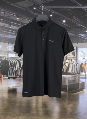 正品李宁短袖POLO衫夏季男子健身训练排湿速干翻领T恤APLT031