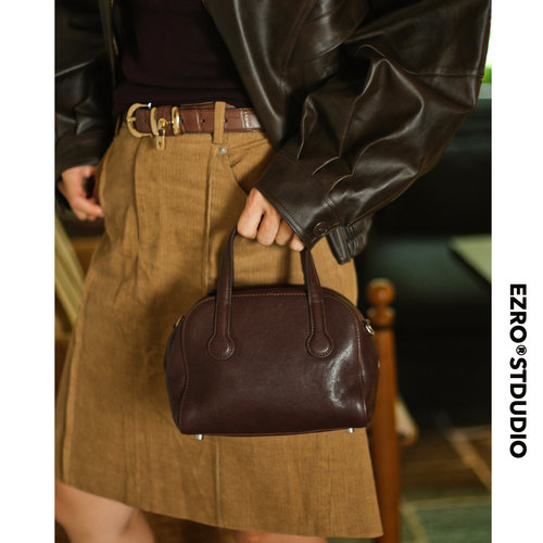 EZRO植鞣牛皮保龄球包高级美拉德