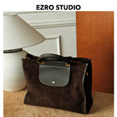 托特包真皮牛皮斜挎女包大容量通勤包 麂皮秋冬新款 EZRO 一作