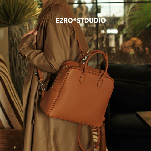 EZRO头层牛皮手提简约时尚双肩包