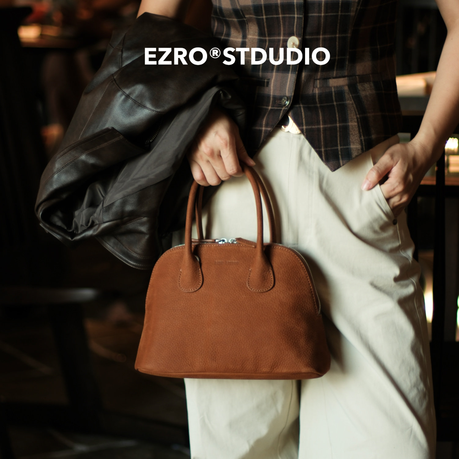 【EZRO】一作 进口头层磨砂牛皮贝壳包麂皮秋冬新款斜挎女包真皮,箱包皮具/热销女包/男包,通用款女包,淘宝优惠券,粉丝福利购,淘宝优惠卷