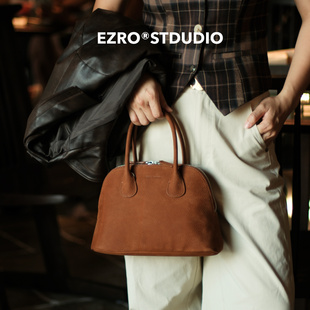 进口头层磨砂牛皮贝壳包麂皮春季 EZRO 一作 斜挎女包真皮 新款