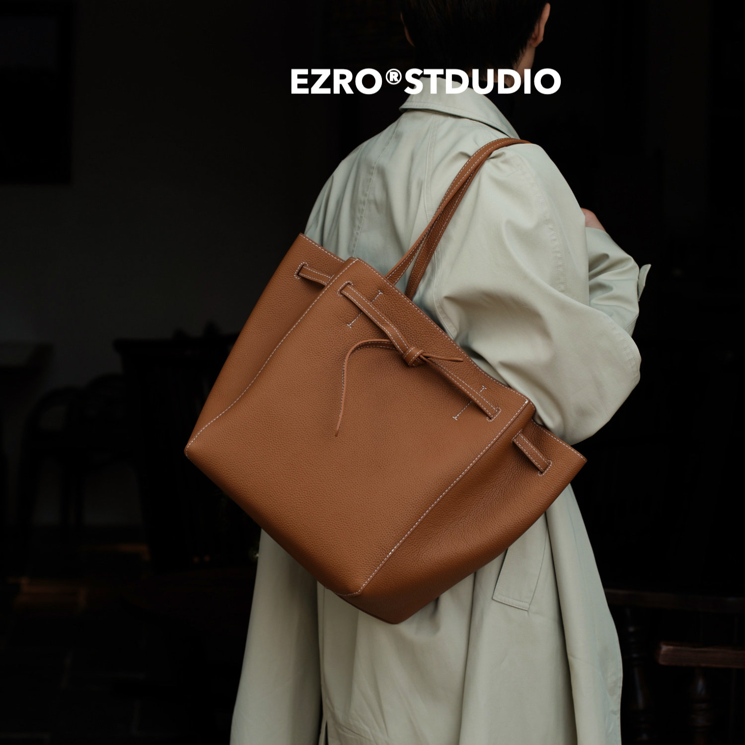 【EZRO】一作 头层TOGO牛皮质感高级简约托特女包大容量真皮百搭