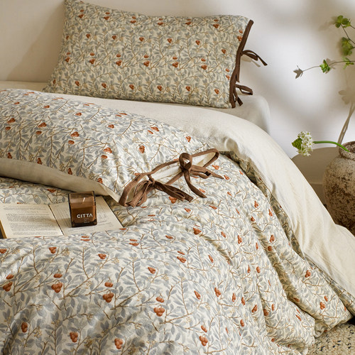 法式田园印花绑带款棉麻四件套