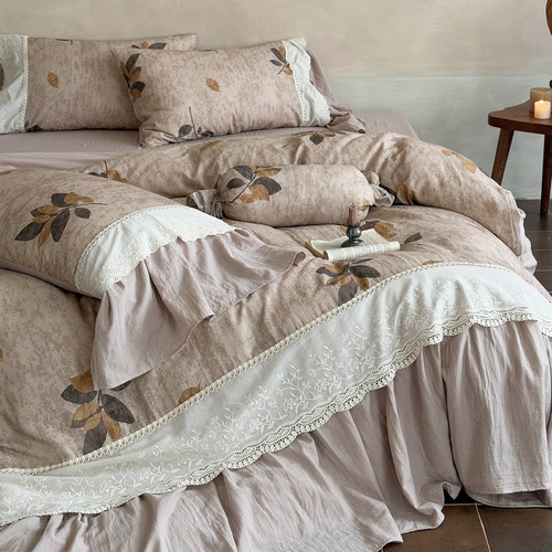 法式中古风印花全棉双层纱四件套