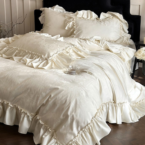 法式浪漫提花全棉贡缎四件套高端