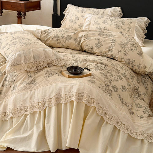 法式复古印花全棉纯棉床上四件套