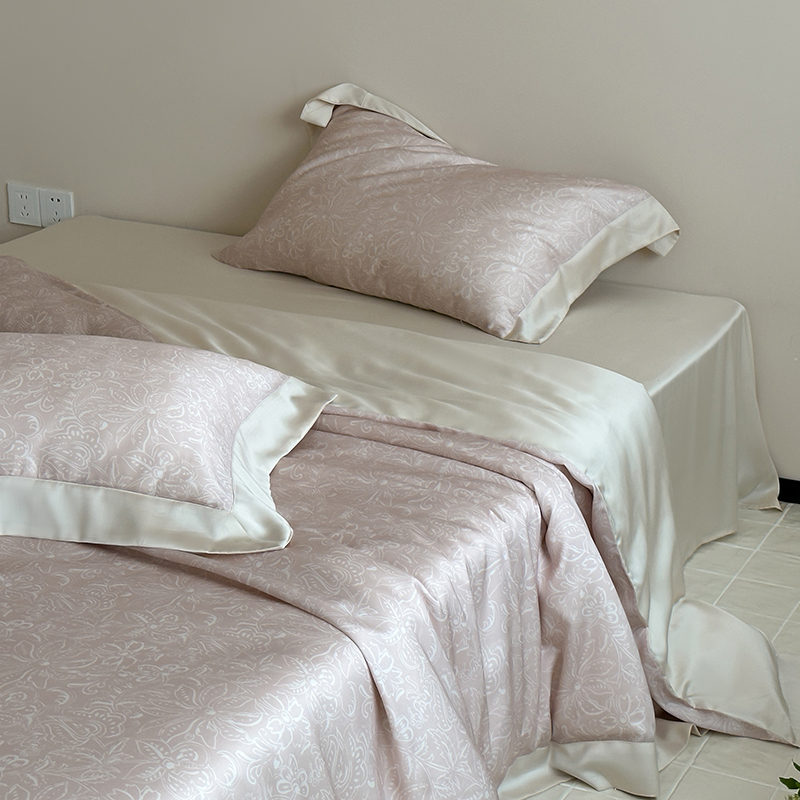 法式轻奢浪漫兰精天丝床上四件套凉感裸睡公主风被套夏季床单床笠