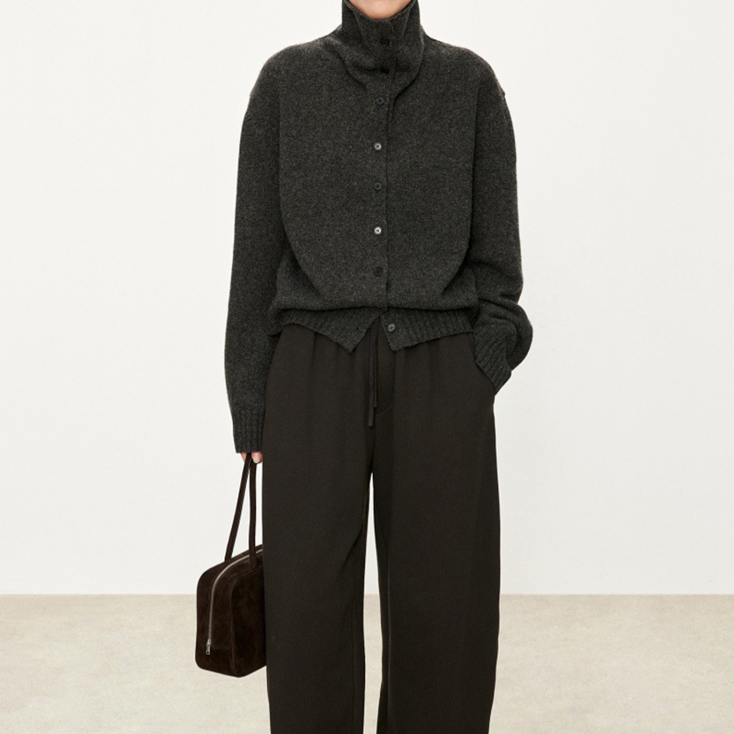 高品质牦牛绒时髦慵懒氛围感立领羊毛衫毛衣内搭随性多穿开衫女