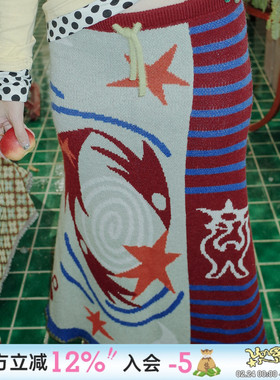 UnsocialNight原创文艺秋冬少女风日系文艺插画针织贝壳绣半裙女