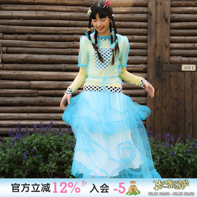 网纱拼接波点上衣罩衫套装