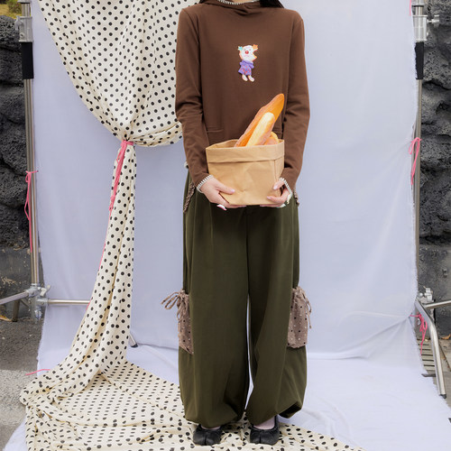 UnsocialNight春夏拼接花苞裤