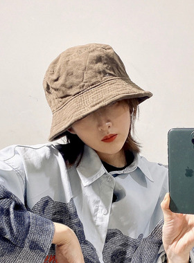 新款水洗纯色街头复古牛仔帆布男女百搭复古盆帽韩版渔夫帽