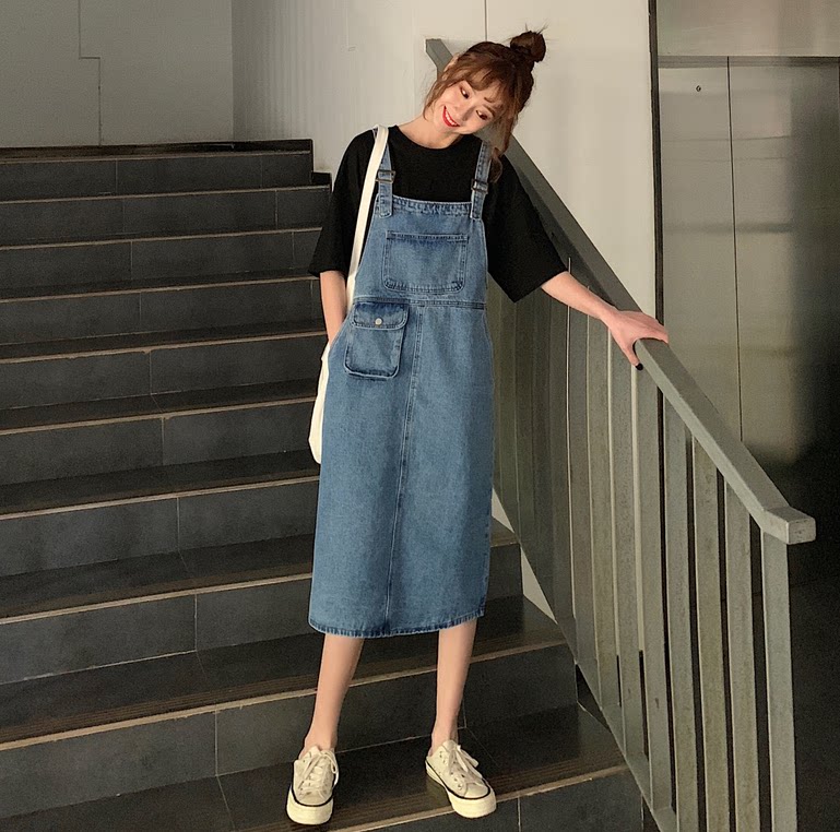 牛仔背带裙女2019新款修身韩版chic港风气质吊带复古减龄连衣裙潮在类目 女装/女士精品, 半身裙中 - 来自Buy2taobao.com提供专业的淘宝代购服务