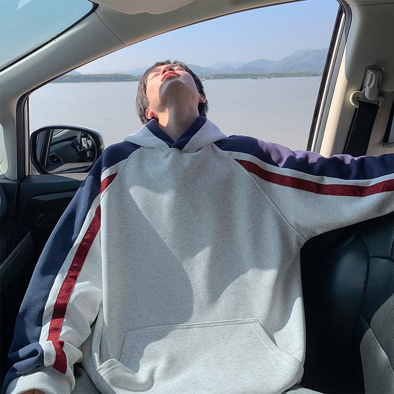 美式复古连帽卫衣男秋冬重磅加绒