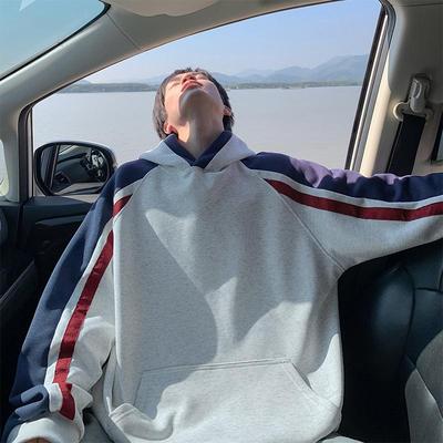 美式复古连帽卫衣男秋冬重磅加绒