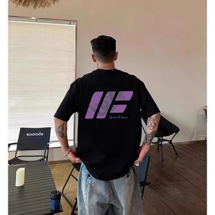 美式复古vibe街头痞帅短袖t恤男国潮牌重磅纯棉小领口情侣上衣夏