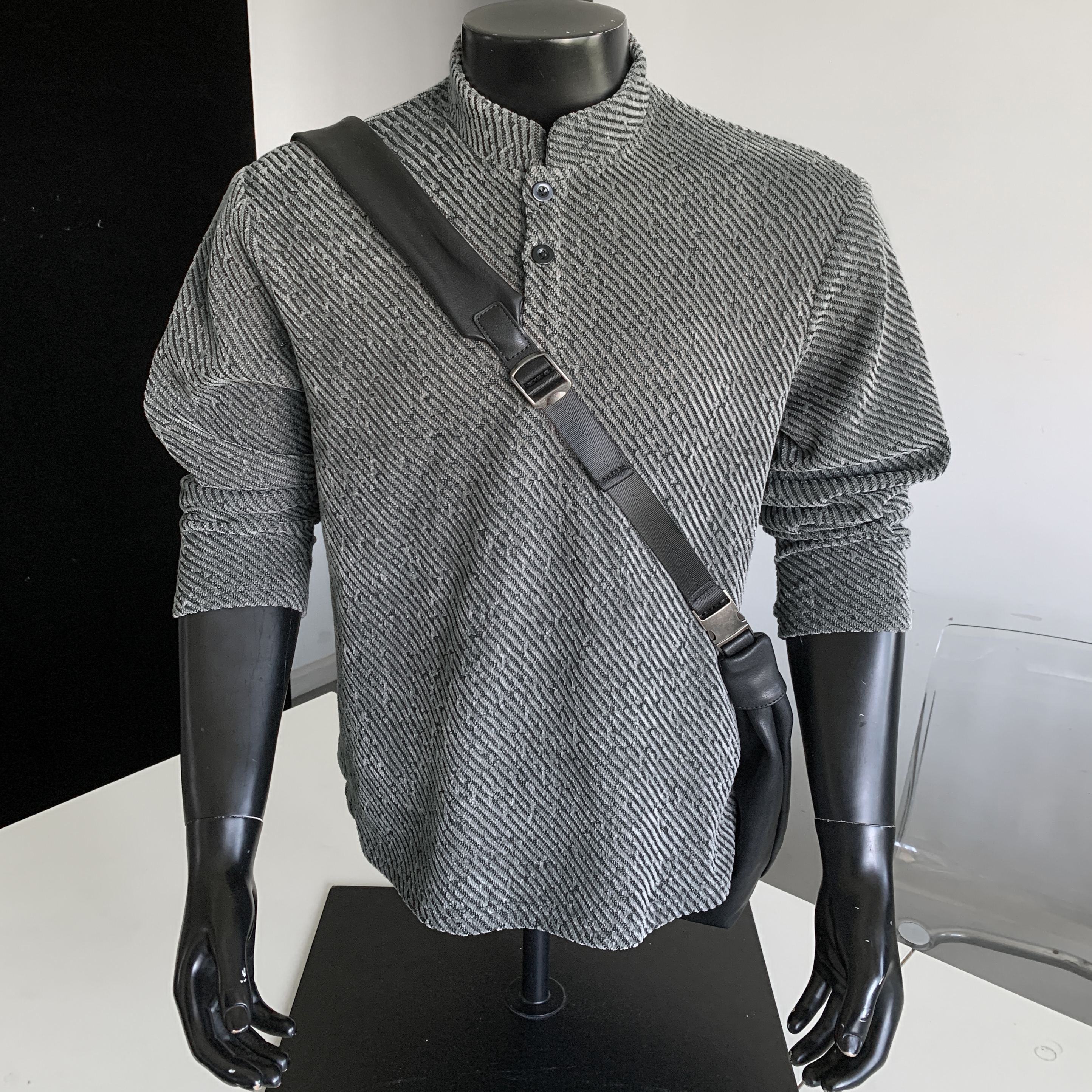 美式正肩亨利衫男款长袖t恤春秋