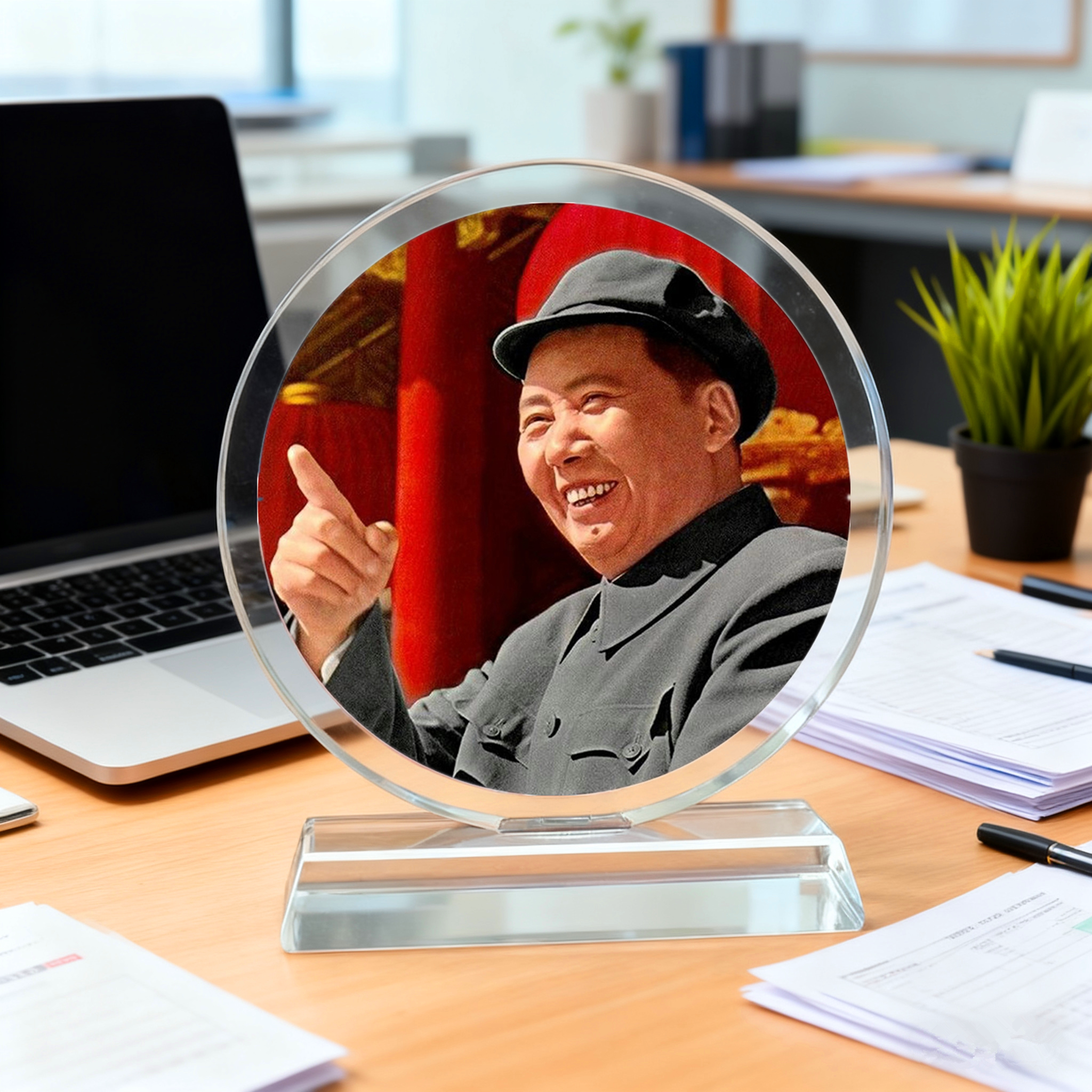 个性定制水晶玻璃相框伟人像摆件