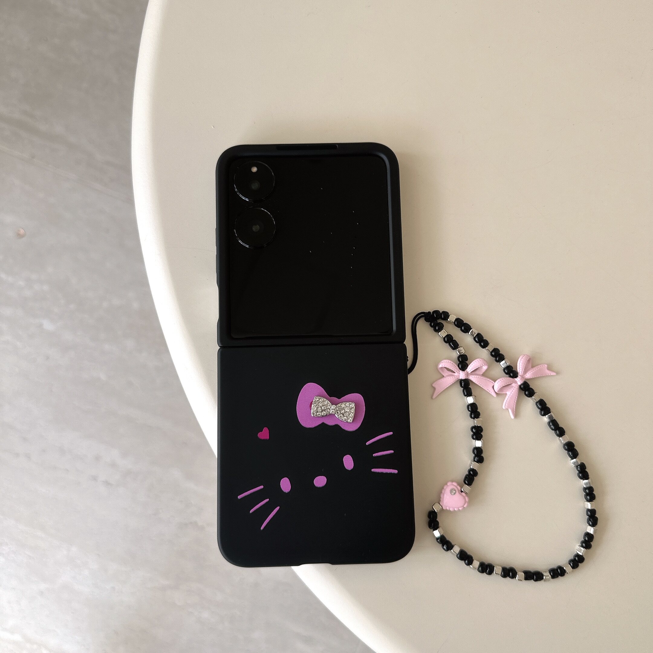 新款黑色kitty适用华为pu手机保护套/壳