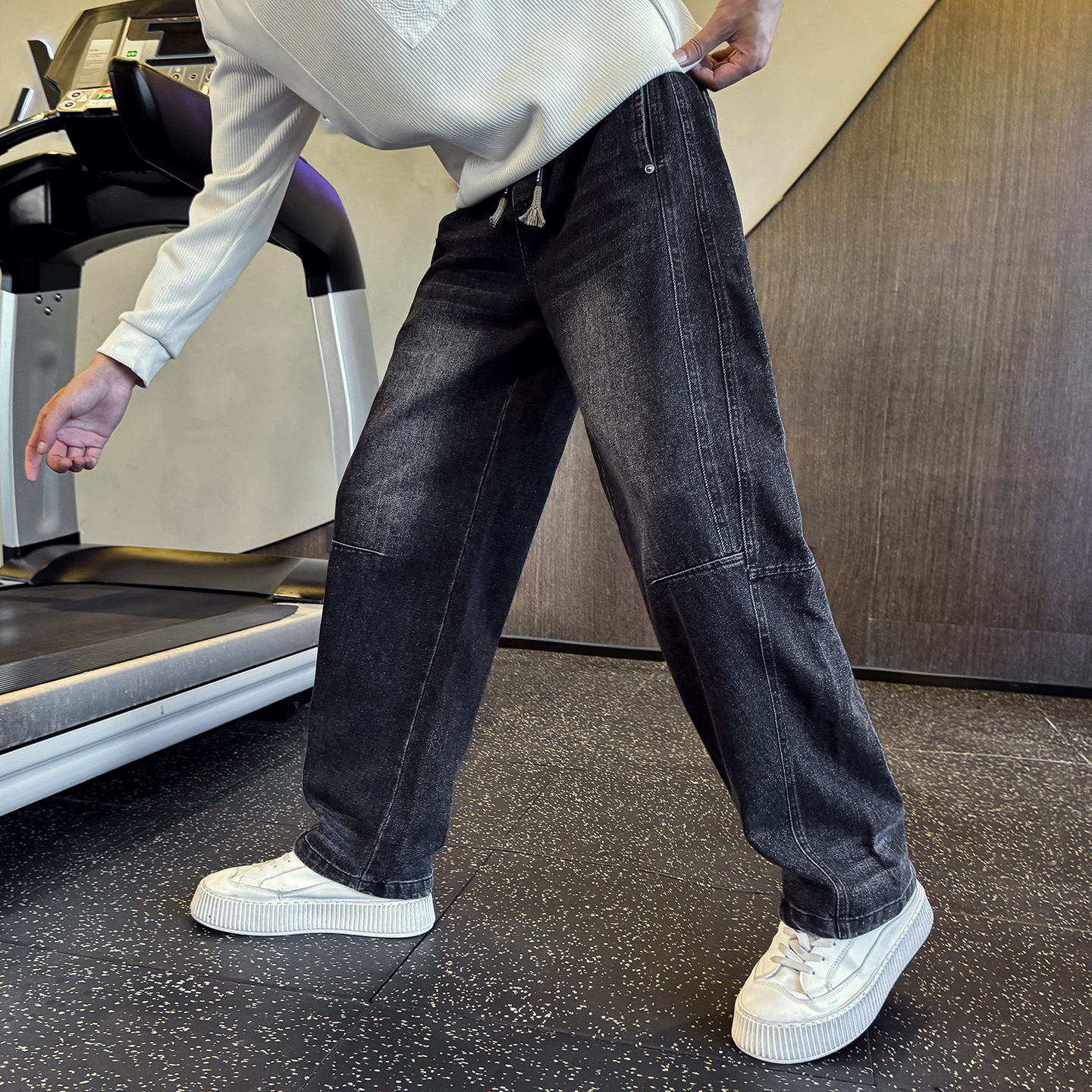 男士秋冬新款牛仔裤拼接水洗直筒裤C207-6115-P75控105，男装牛仔裤，电商C207