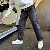 冬季加厚棉裤男士休闲裤菱形格直筒裤C207-70021-P65控95，男装棉裤，电商C207