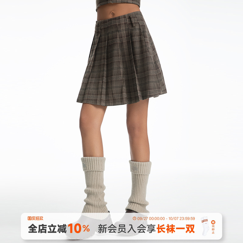 美式复古无腰头百褶裙