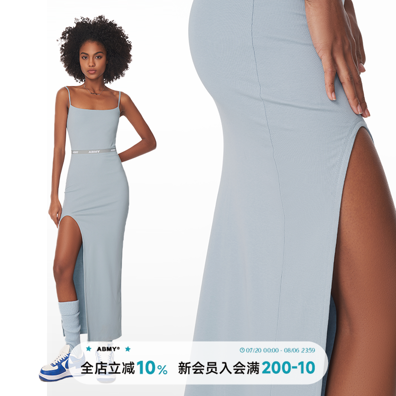 noBra by ABMY开衩吊带连衣裙女春夏自带胸垫辣妹性感收腰长裙