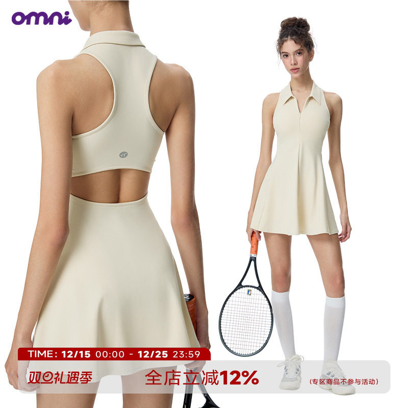 镂空网球运动polo领连衣裙