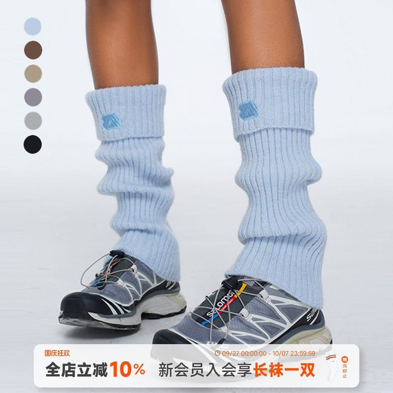 刺绣针织袜套妹堆堆袜小腿袜