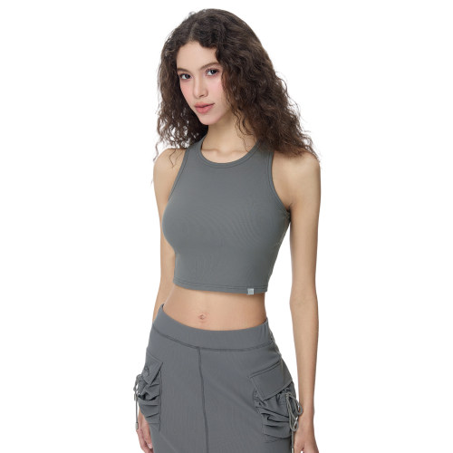 针织运动工字吊带背心带胸垫