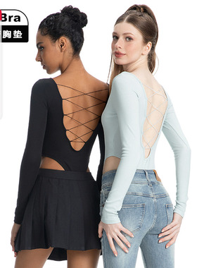 noBra by ABMY 露背绑带连体衣女秋冬辣妹大方领双层厚款打底上衣