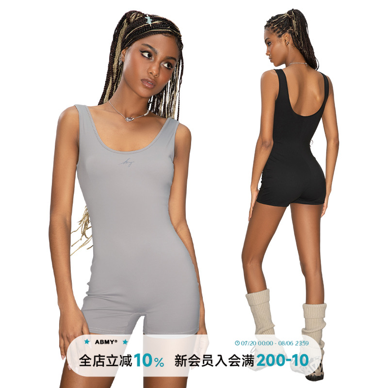 noBra by ABMY 辣妹吊带背心无袖露背显瘦无痕塑身骑行内搭连体裤