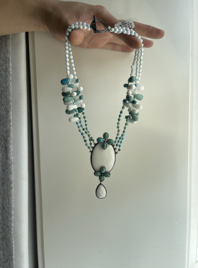 925配件蛋面白石镶嵌花朵装饰项链手链中短款老货氧化不退换5.78