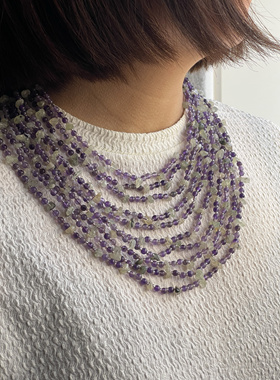 925配件紫晶石圆球葡萄碎石手串米珠多次流苏质感项链老货氧化578