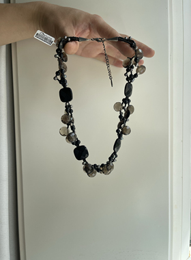 925金属黑玛瑙淡水珍珠茶晶手编项链手链耳环打标老货氧化5.78