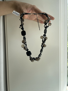 925金属黑玛瑙淡水珍珠茶晶手编项链手链耳环打标老货氧化5.78