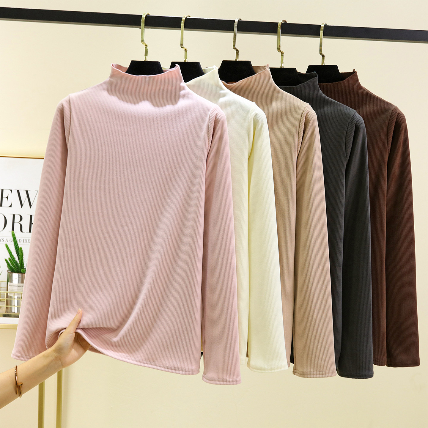 德绒立领长袖T恤女秋冬季加绒加厚保暖打底衫内搭大码半高领上衣,女装/女士精品,T恤,淘宝优惠券,粉丝福利购,淘宝优惠卷