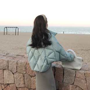 瑾姑娘【轻盈零压】90白鸭绒短款轻薄透气小个子面包羽绒服女