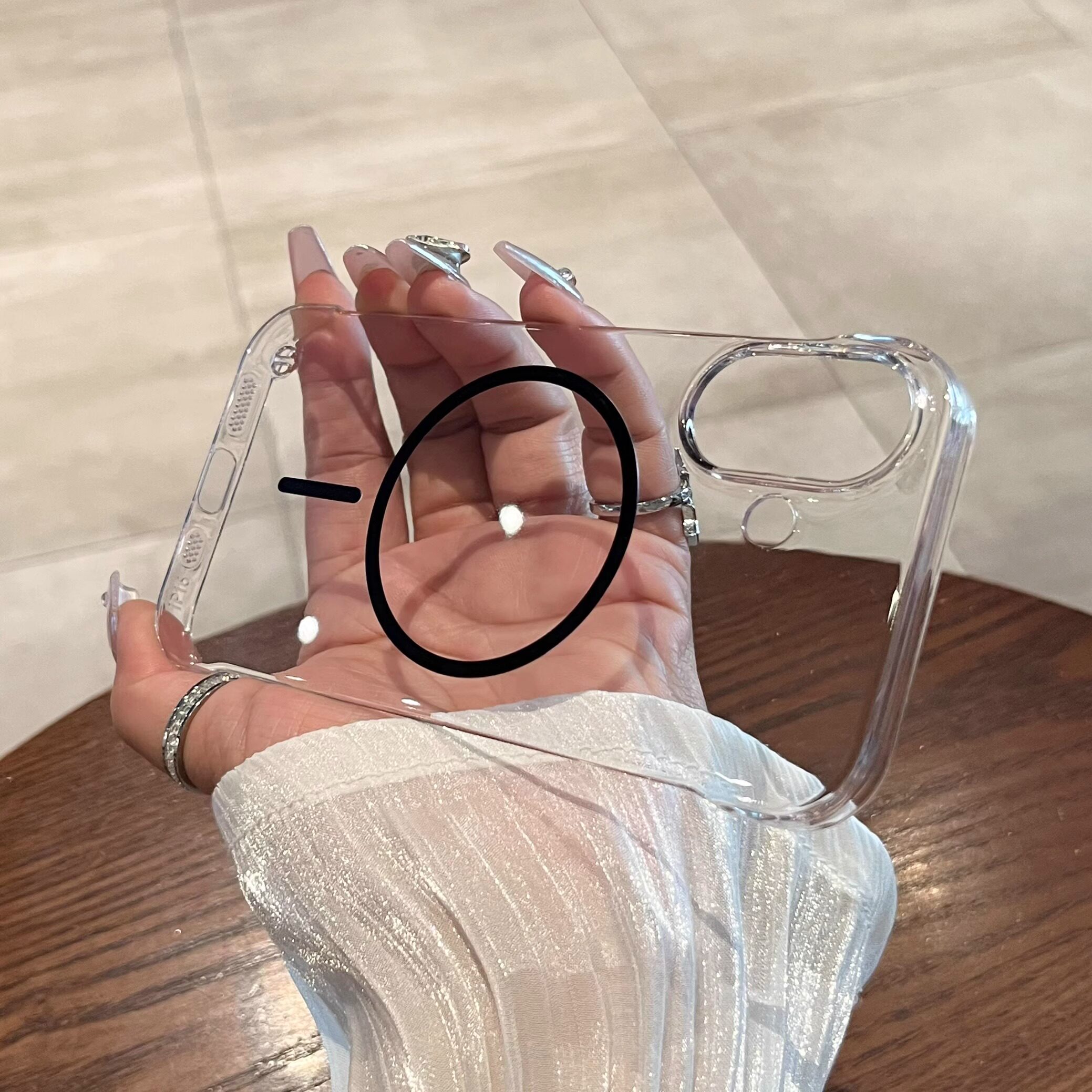 pc硬壳超薄无边框iPhone16promax散热高透细圈磁吸苹果15pro简约透明不发黄14pro无边框半包手机壳高透背板13