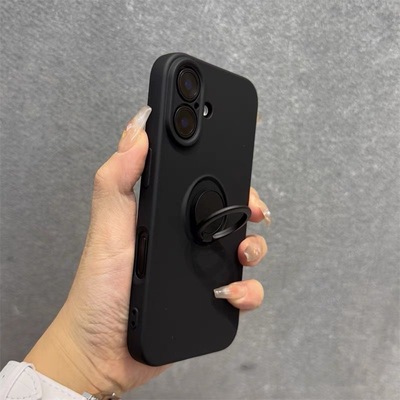 液态硅胶适用16手机壳指环支架iPhone15Promax新款女14plus全包防摔软壳13高级感12简约11纯色保护套xs磁吸XR
