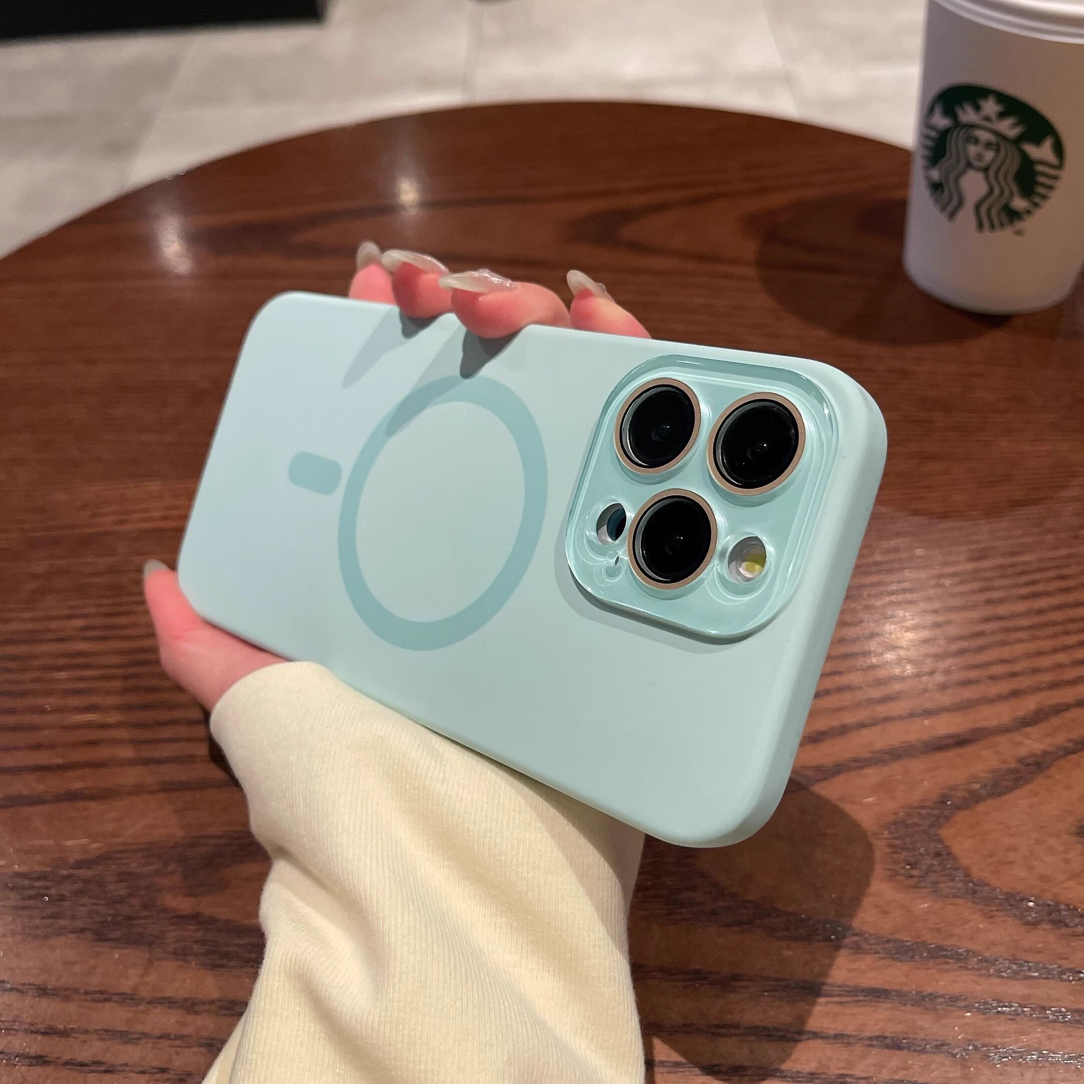 Magsafe磁吸小视窗适用苹果16Promax手机壳iPhone14液态硅胶13/12玻璃镜头15pro简约纯色14Promax情侣手机套