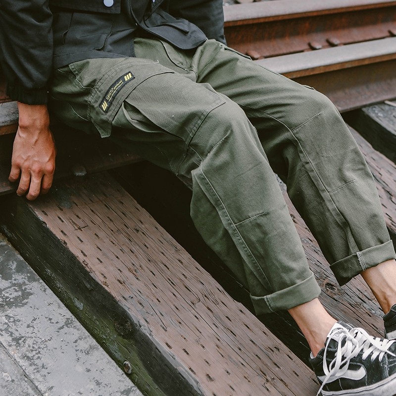 ins工装裤男日系复古港风ulzzang垂感阔腿裤宽松直筒九分裤余文乐|ruв категории Мужская одежда, брюки - от Buy2taobao.com для оказания профессиональной услуги покупки агента Taobao