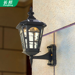 太阳能庭院壁灯户外欧式复古别墅大门口阳台外墙灯院子露台壁灯