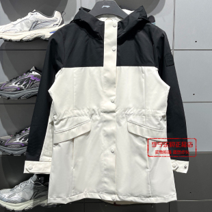 李宁女子运动风衣2025秋冬加绒保暖防泼水连帽外套上衣AFDVC62