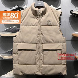 李宁男子羽绒马甲2025冬季 防泼水80%鸭绒立领保暖坎肩AMRV047 新款