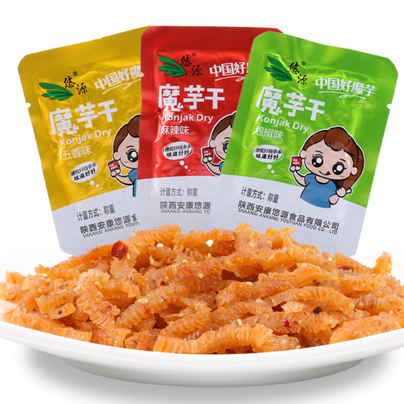 悠源魔芋干素毛肚魔芋丝休闲零食素食陕西安康特产500g包邮雪魔芋