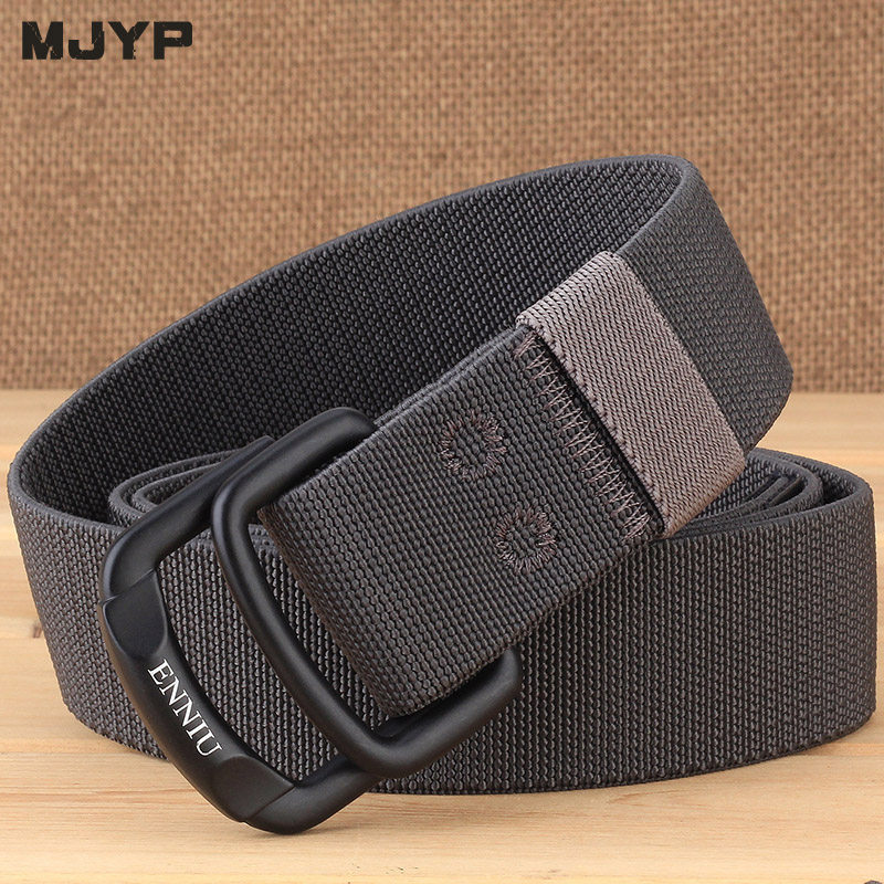 时尚休闲帆布腰带男编织皮带双环扣加长腰带女青少年学生牛仔裤带