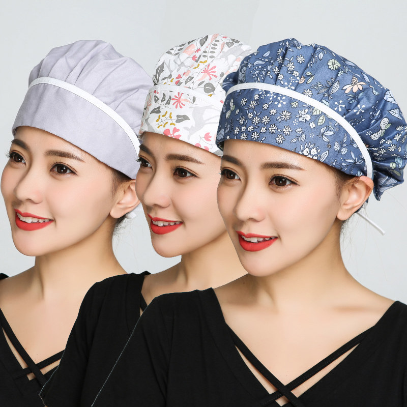 厨师男女工作帽厨房防尘防油烟棉布薄款透气食品工厂餐饮家用帽子